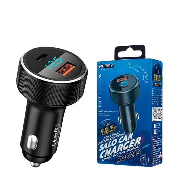 REMAX Salo Series 58.5W PD + QC 1A + 1C charge rapide Car Chargeur RCC215 noir