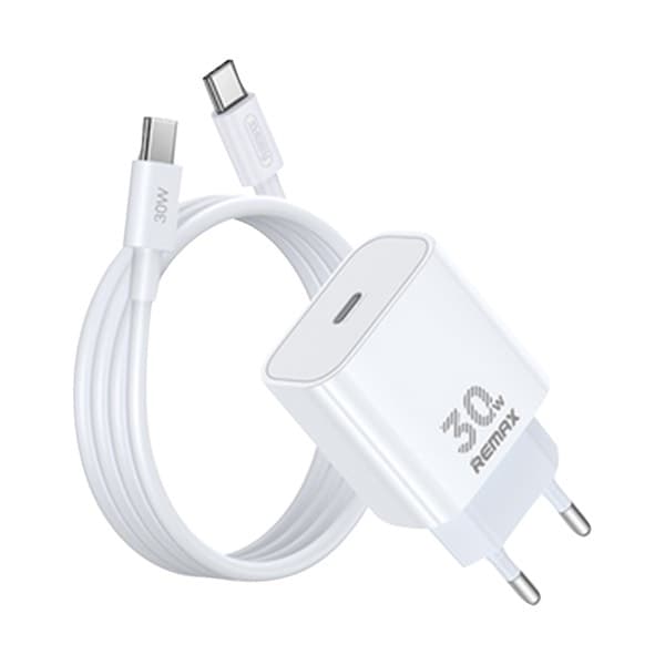 REMAX Hidden 30W GaN Fast Chargeur avec Retractable Lightning Câble U02-AC30Wi EU blanc
