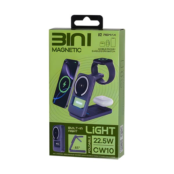REMAX 22.5W 3-in-1 Foldable Magnetic sans fil Chargeur avec Built-in Night Light CW10