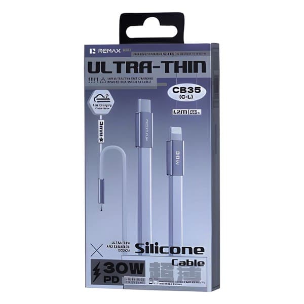 REMAX Ultimate Series 30W Ultra-Thin Braided Silicone charge rapide Câble de données 1.2M USB-C to Lightning C