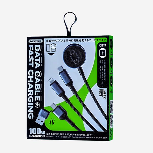REMAX All-in-One Series 100W Multi-Functional Aluminum Alloy Braided Câble de données noir