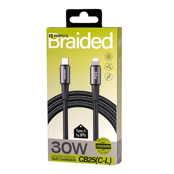 REMAX Wind Speed 100W 2-in-1 Aluminum Alloy Braided Câble de données 1.2M USB-C to USB-C + Lightning CB25 noir