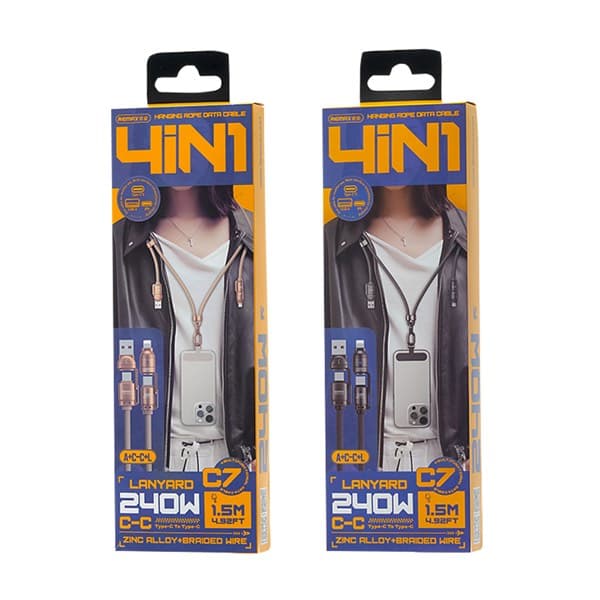REMAX Vanguard 240W Multifunctional Universal Zinc Alloy Braided Lanyard Câble de données 1.5M USB-A + USB-C t
