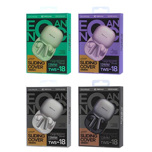 REMAX ANC + ENC Noise Cancelling True sans fil Stereo Écouteurs for Music & Calls TWS-18 noir