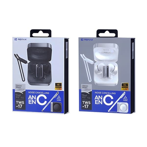 REMAX ANC + ENC Noise Cancelling True sans fil Stereo Écouteurs for Music & Calls TWS-17 noir