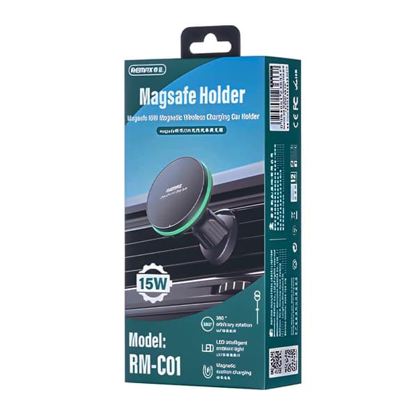 REMAX MagSafe Magnetic 15W sans fil Charging Car Mount RM-C01 noir