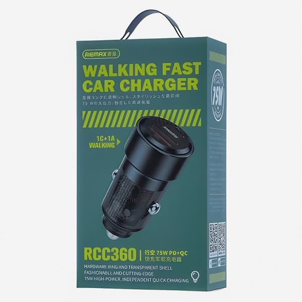 REMAX Walking Series 75W PD + QC 1C + 1A Fast Car Chargeur RCC360