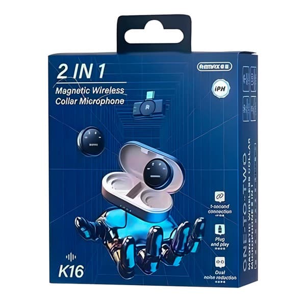 REMAX Magnetic sans fil Lavalier Microphone 2-in-1 K16 USB-C