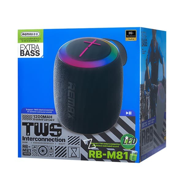 REMAX Party Light Portable sans fil Enceinte 7W RB-M81 (Bluetooth / USB / TF Card / FM) noir