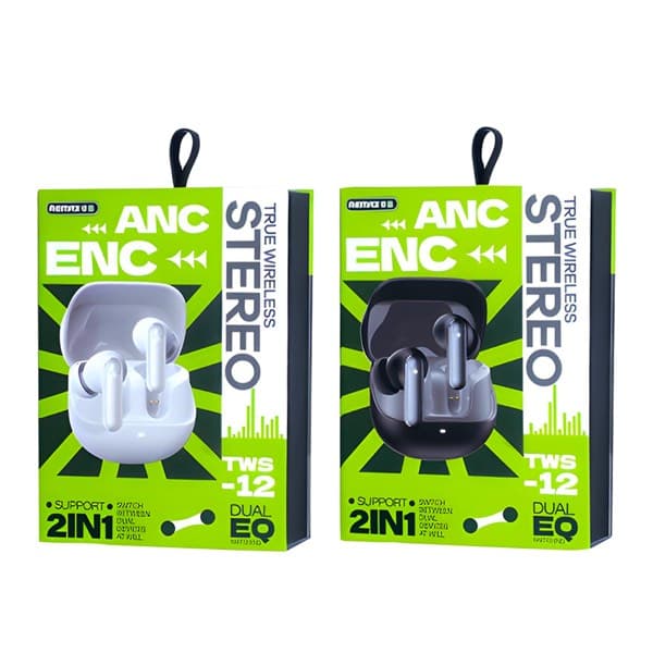 REMAX ANC + ENC Noise Cancelling True sans fil Stereo Écouteurs for Music & Calls TWS-12 noir