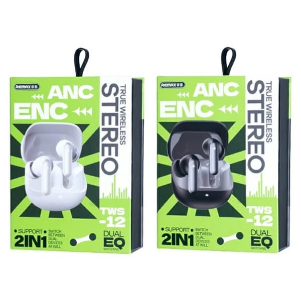 REMAX ANC + ENC Noise Cancelling True sans fil Stereo Écouteurs for Music & Calls TWS-12 blanc