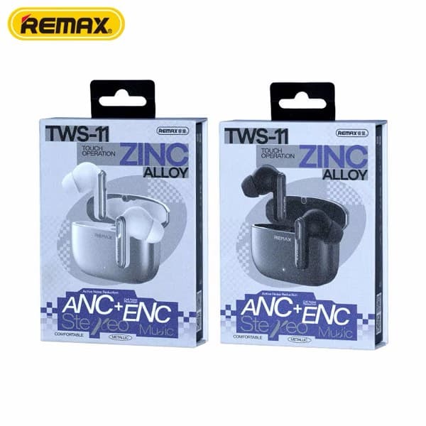 REMAX ANC + ENC Zinc Alloy True sans fil Stereo Écouteurs for Music & Calls TWS-11 Silver