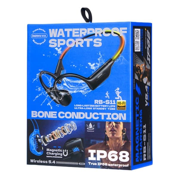 REMAX Yvton Series Waterproof Bone Conduction sans fil Sports Casque RB-S11 (IP68, 32GB Memory, RGB Light) noi