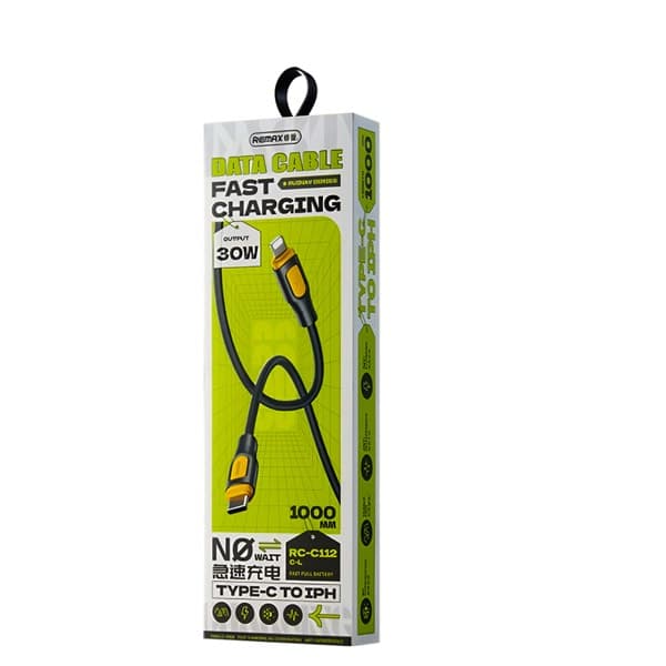 REMAX Ruinay Series 30W charge rapide Câble de données 1M USB-C to Lightning RC-C112 noir