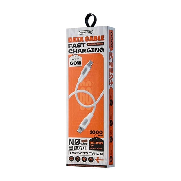 REMAX Ruinay Series 60W charge rapide Câble de données 1M USB-C to USB-C RC-C111 blanc