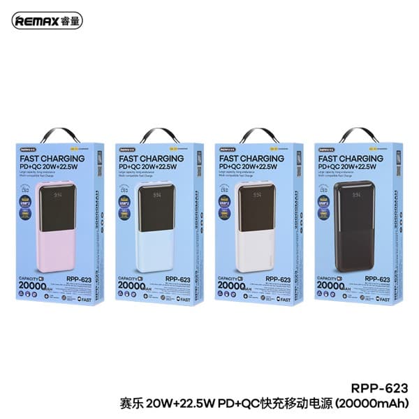 REMAX Cynlle Series 20000mAh Batterie externe avec PD 20W + QC 22.5W charge rapide RPP-623 blanc