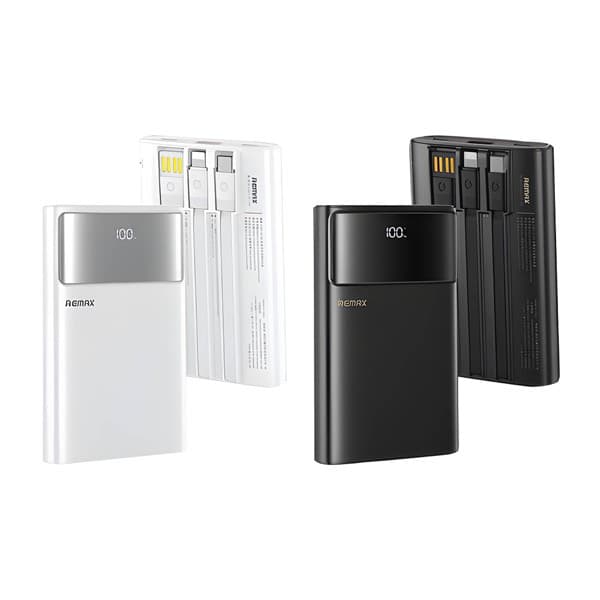 REMAX 10000mAh Batterie externe avec Built-in Cables, LED Light & 20W + 22.5W charge rapide FC-03 blanc