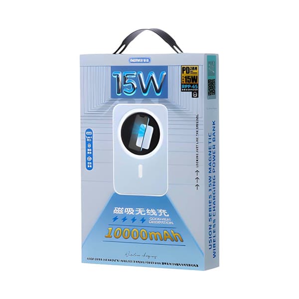 REMAX Usion Series 10000mAh PD 20W Magnetic sans fil charge rapide Batterie externe RPP-65 rose