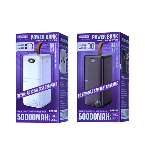 REMAX Piloteer Series 50000mAh Batterie externe avec PD 27W + QC 22.5W charge rapide RPP-117