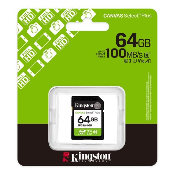Kingston Canvas Select Plus microSDXC 64GB Class 10 Carte mémoire avec SD Adaptateur SDCS3/64GB