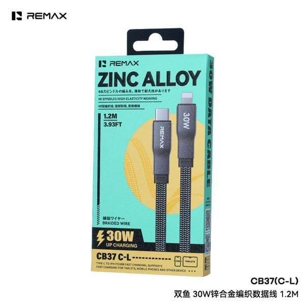 REMAX Pisces Series Zinc Alloy Braided USB-C to Lightning Câble de données CB37 1.2M