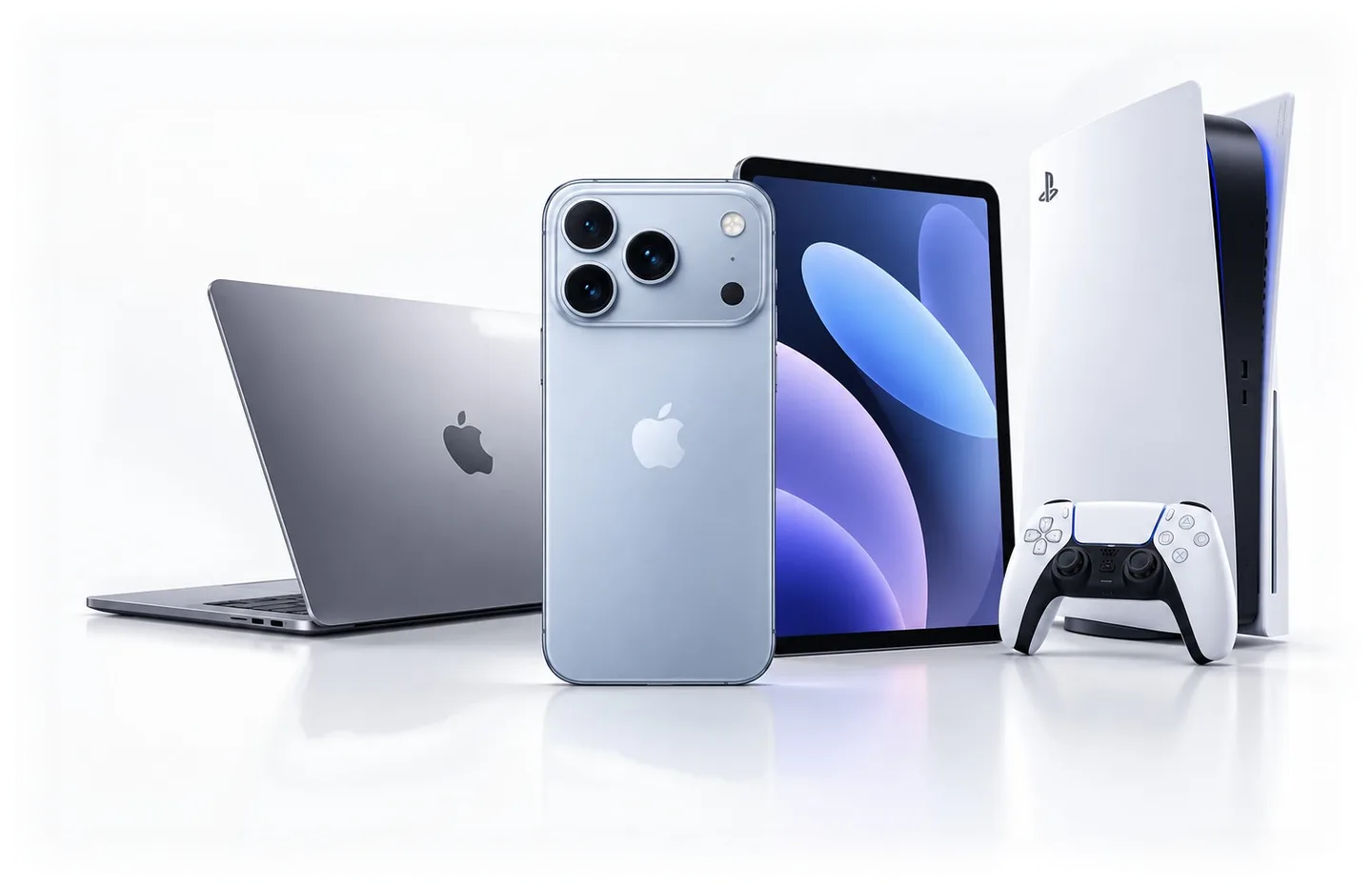 Un MacBook, un iPhone 18 Pro Max bleu glacier, un iPad et une PlayStation 5 avec sa manette : ce que la boutique vend, rachète et répare