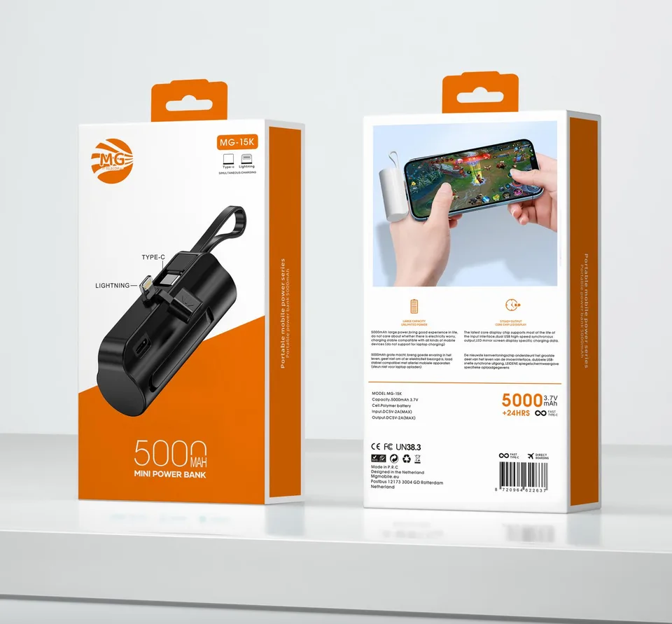Mini batterie externe MG 5 000 mAh format poche
