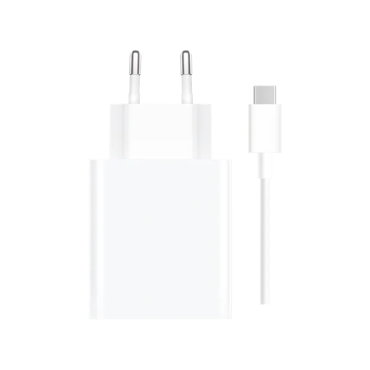 Chargeur secteur Xiaomi 67 W blanc avec son câble USB-C, visuel officiel