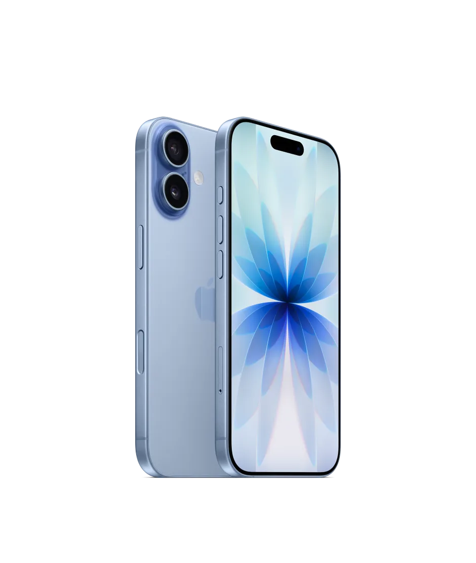 iPhone 17 bleu brume (visuel officiel)
