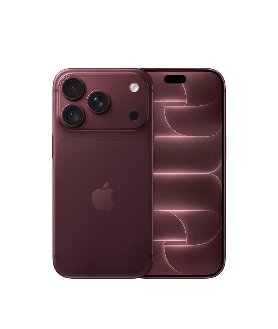 iPhone 18 Pro bordeaux, dos et écran (visuel officiel Apple)
