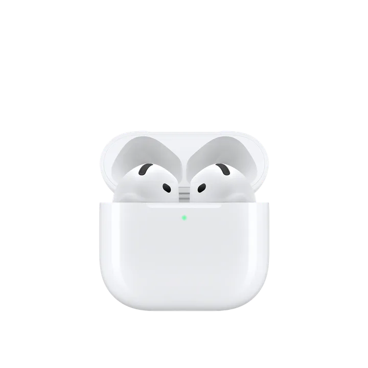 Apple AirPods 4 et leur boîtier de charge, visuel officiel Apple