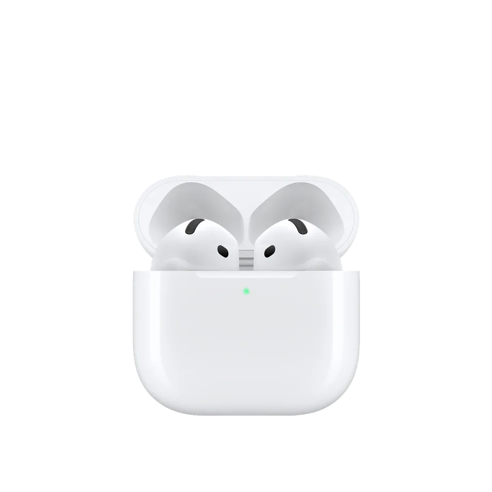 Apple AirPods 4 et leur boîtier de charge, visuel officiel Apple
