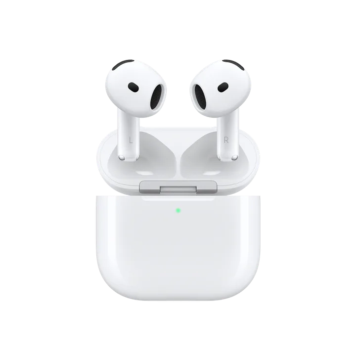 Apple AirPods 4 avec réduction de bruit active et leur boîtier, visuel officiel Apple