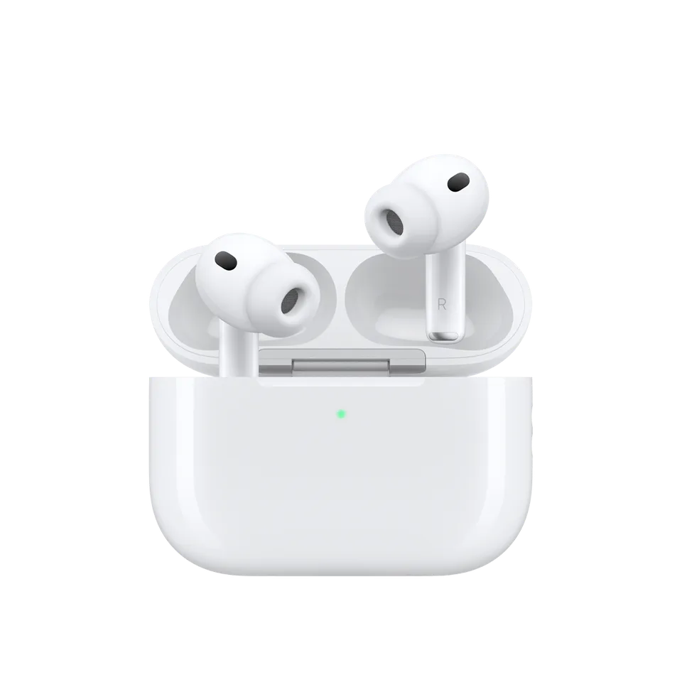 Apple AirPods Pro 3 et leur boîtier de charge, visuel officiel Apple