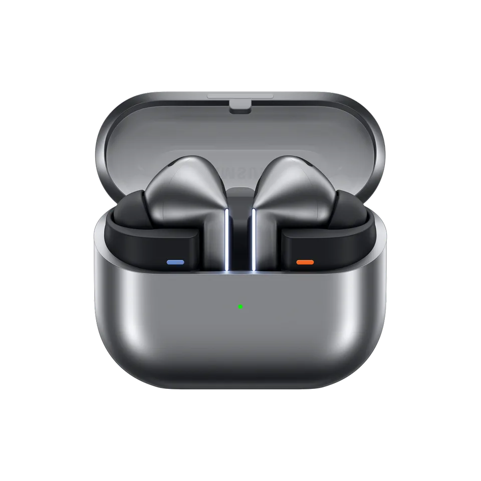 Écouteurs Samsung Galaxy Buds3 Pro et leur boîtier, visuel officiel Samsung
