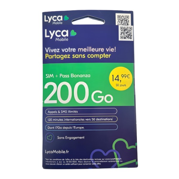 Lyca Mobile Prepaid SIM Card Unlimited avec 300GB Internet (No Subscription)